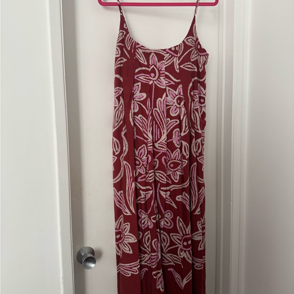 Anthropologie Red and Pink Floral Maxi Dress | never worn!